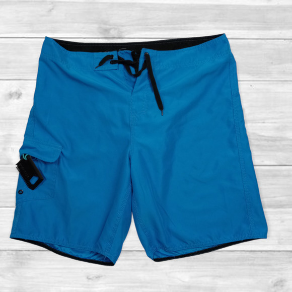 BURNSIDE Mens Neon‎ Blue Solid Board Shorts Size 36 - Picture 1 of 5